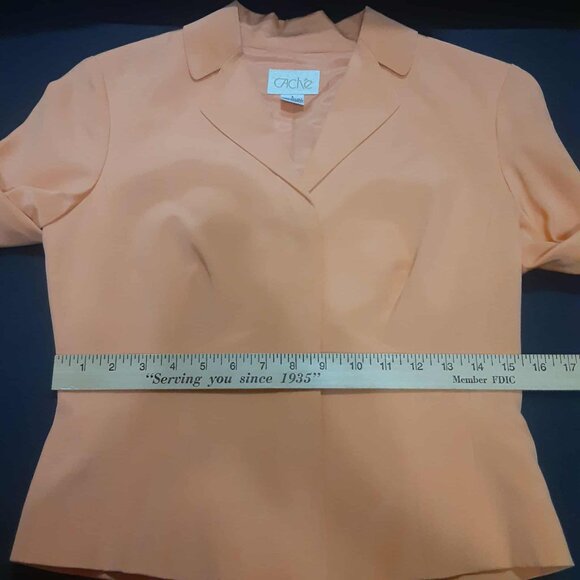 Cache Vintage Women's Skirt Suit Size 4/6 Peach 100% Silk Beaded *READ* - Picture 7 of 15